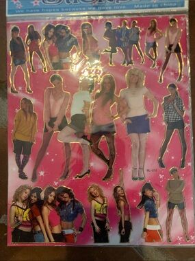 Pink Sticker Sheet with Fashion Girl Cutouts